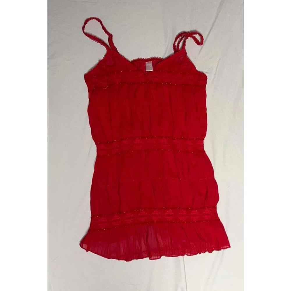 Nature Intimates Red Spaghetti Strap Mini Dress Medium